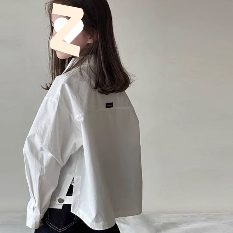 2025 Spring/Summer New Arrival Korean Style Long Sleeve Girl's White Shirt, Versatile Loose Blouse Children's Fashionable Trendy Top