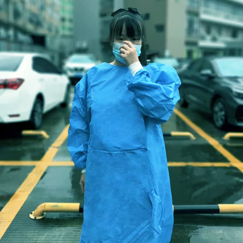 Isolation Gown Style Non-Woven Protective Clothing, PP Medical Reversible Type for Men and Women with Ribbed Cuffs for Delivery Room and Surgery