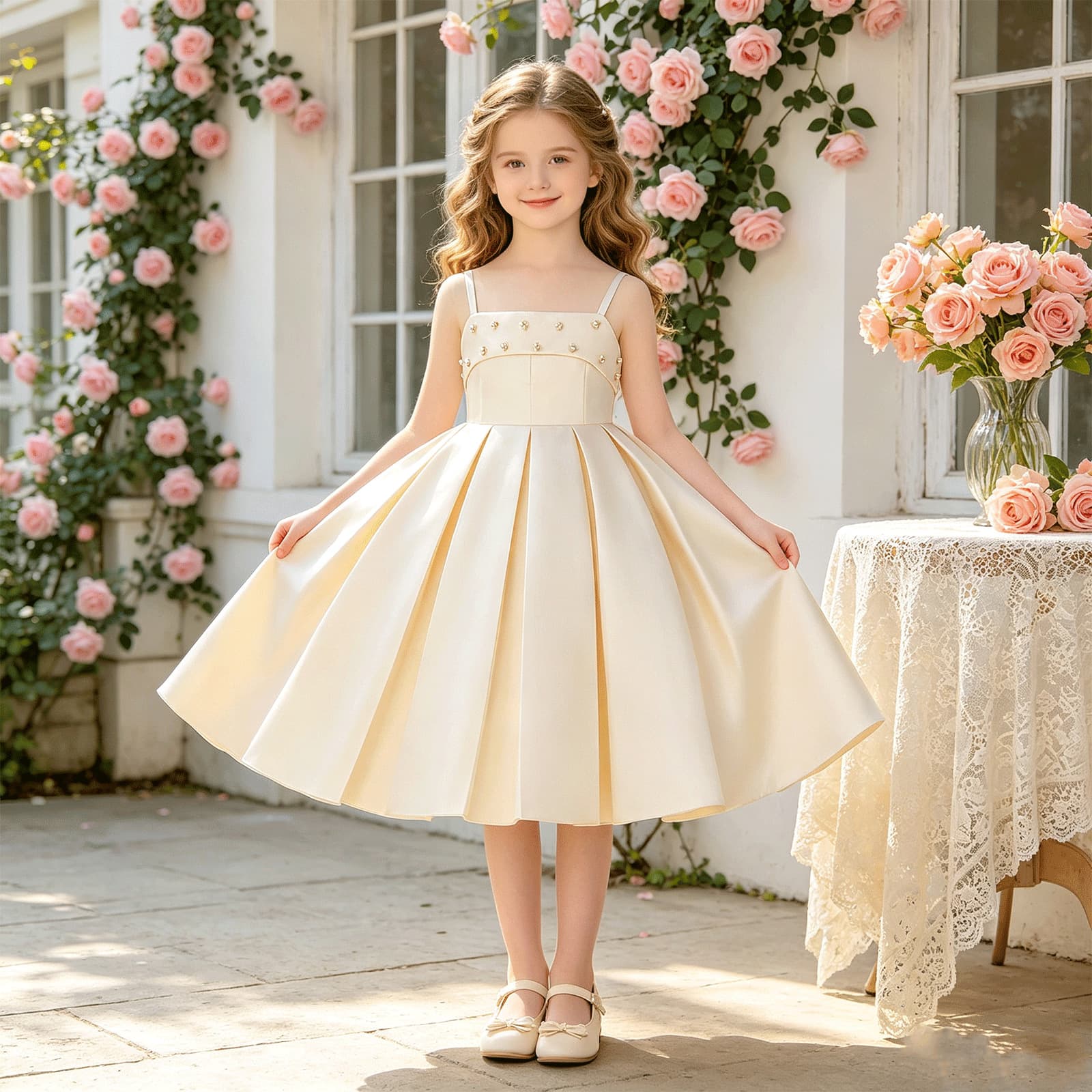 European and American new princess dress girls dress suspender flower girl wedding dress birthday kids party dress