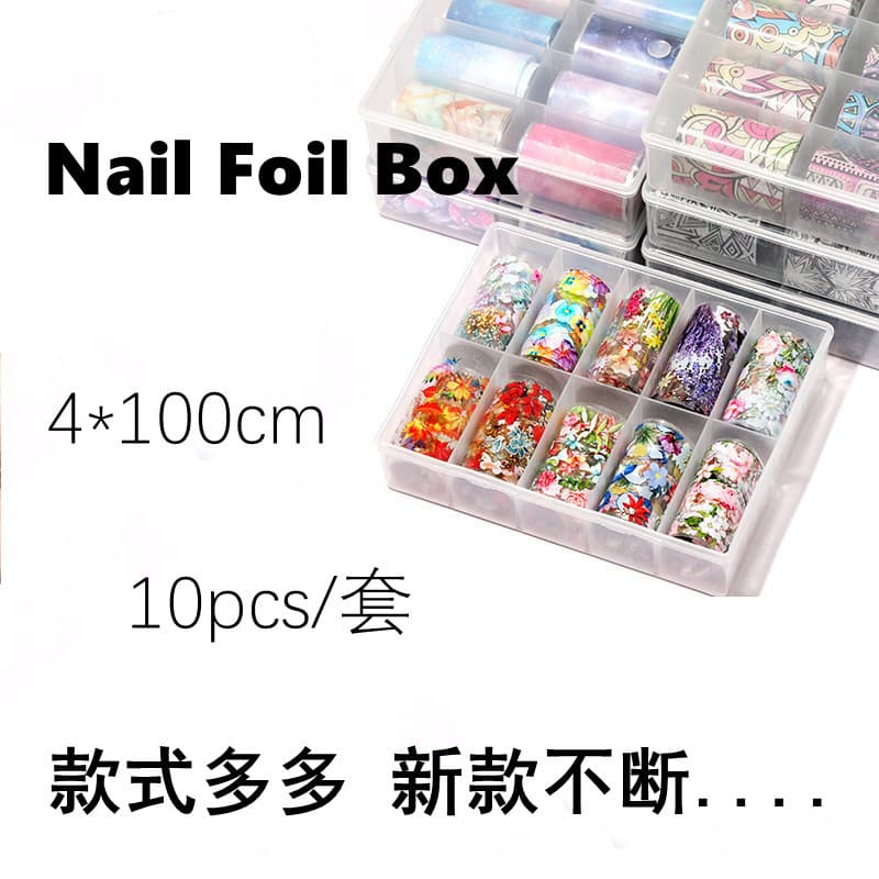 Nail Art Starry Sky Sticker Glow-in-the-Dark Heat Transfer Paper Dried Flower Butterfly Nail Decals Gold Silver Foil Mesh Set 4*100cm