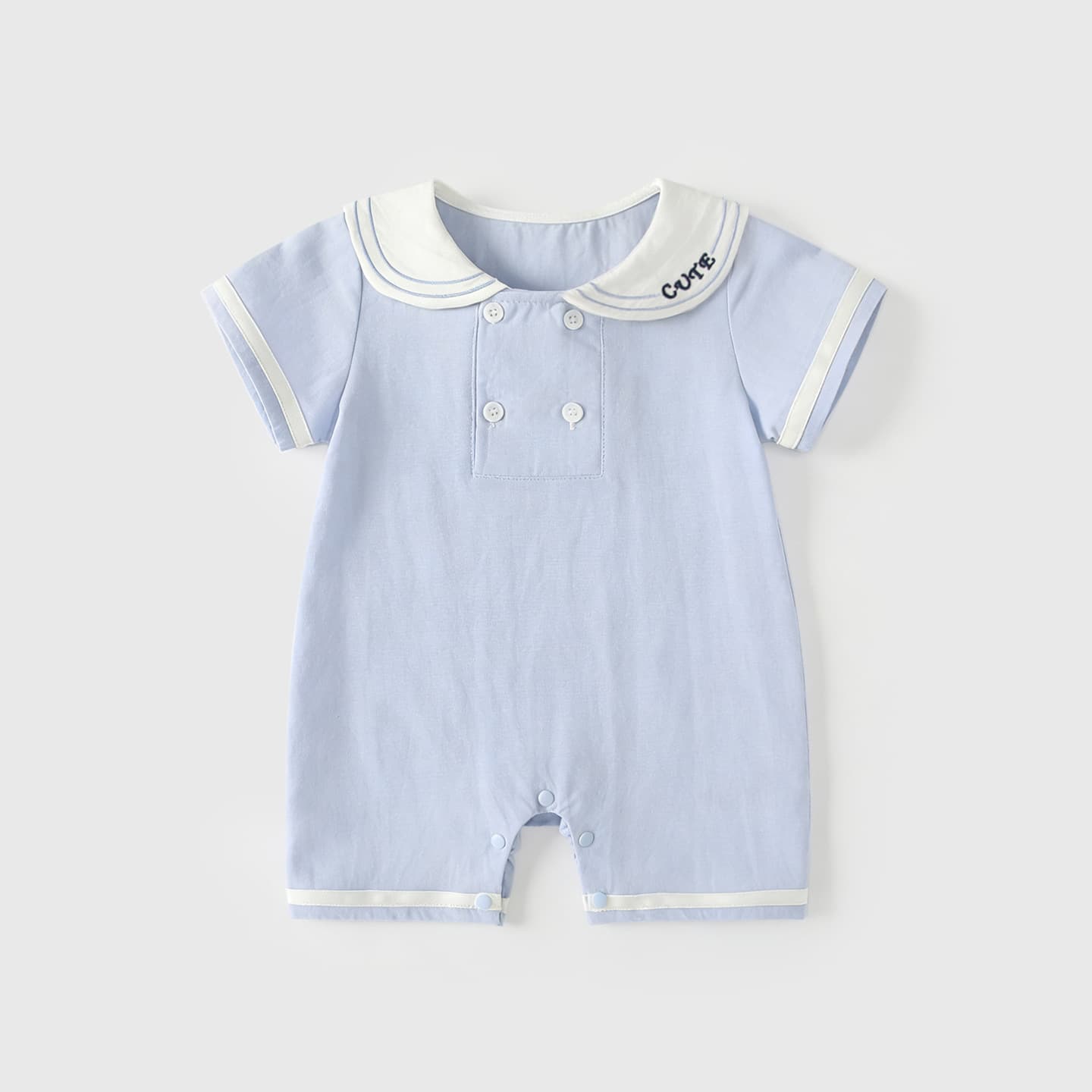 Baby Summer Thin Clothing, Small Month Old Girl Bodysuit, Short-Sleeve, Boy Infant Toddler Preppy Harem Romper