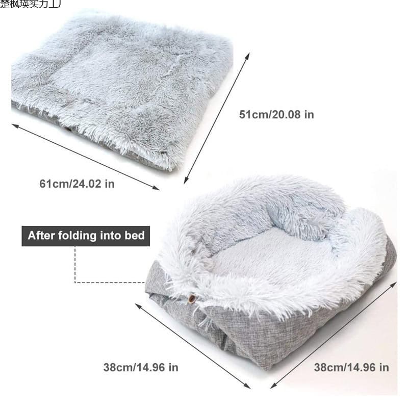Cross-border Cat and Dog Bed Two-in-One Plush Pet Mat, Long Plush Cat Bed Mat, Autumn and Winter Pet Nest Mat, Customizable Label