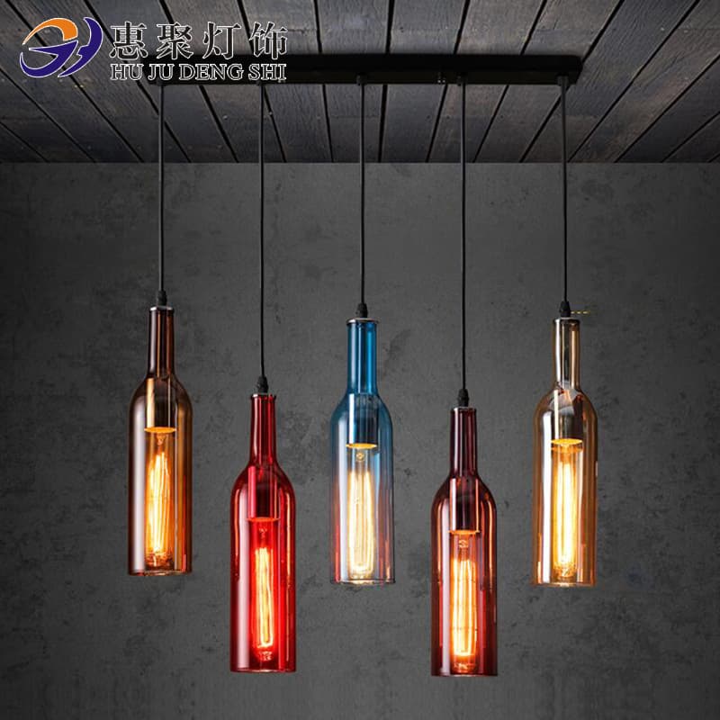 Personalized creative LED chandelier restaurant bar cafe clothing store bar colorful beer bottle decorative chandelier