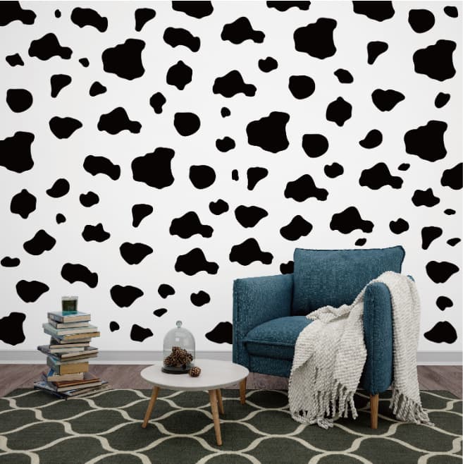 Cross-border cow pattern wall sticker black geometric abstract boy girl bedroom home decoration waterproof PVC self-adhesive
