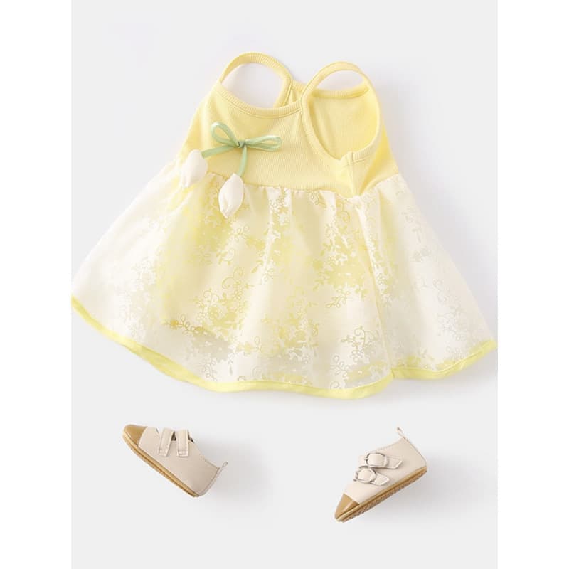 Baby Girl Summer Sleeveless Bodysuit Dress for 6-12 Months, Princess Tulle Skirt, Thin Style, Class A