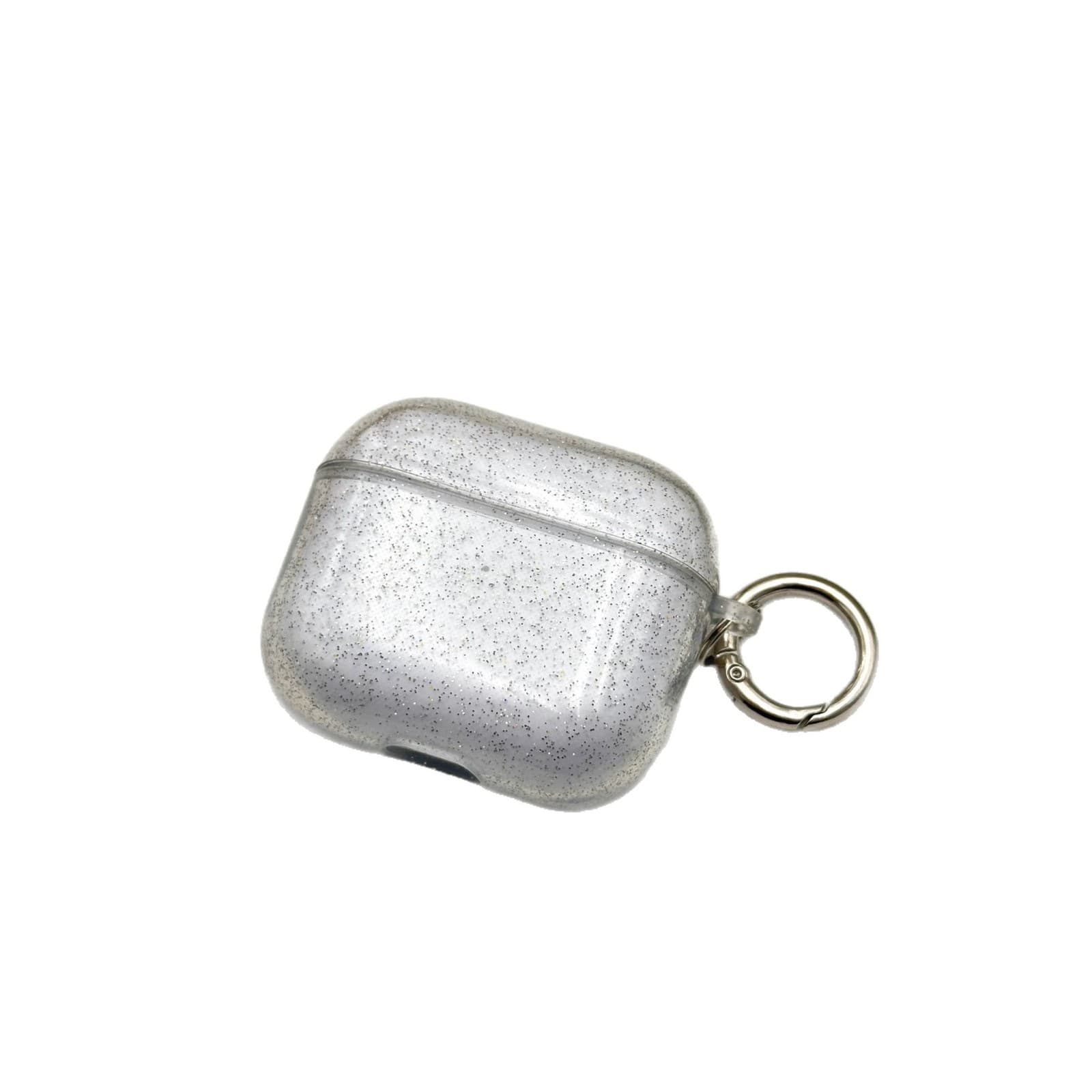 Glitter Transparent Drop-Proof Bluetooth Earphone Case Compatible with Apple Airpods 2/3/4 Gen Simple Round Buckle Protective Cover