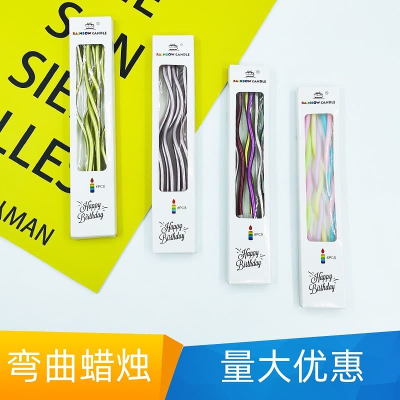 Birthday Twisted Candles Multicolor Gold Silver Gold-Silver Twisted Candles Cake Curved Candles