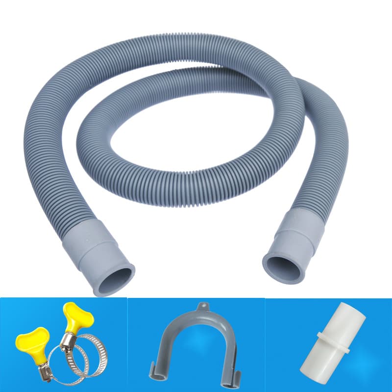 Drum Washing Machine Drain Hose Plastic Extended Regular Hose Accessory Kit with Clamp, 2cm Extended Corrugated Pipe