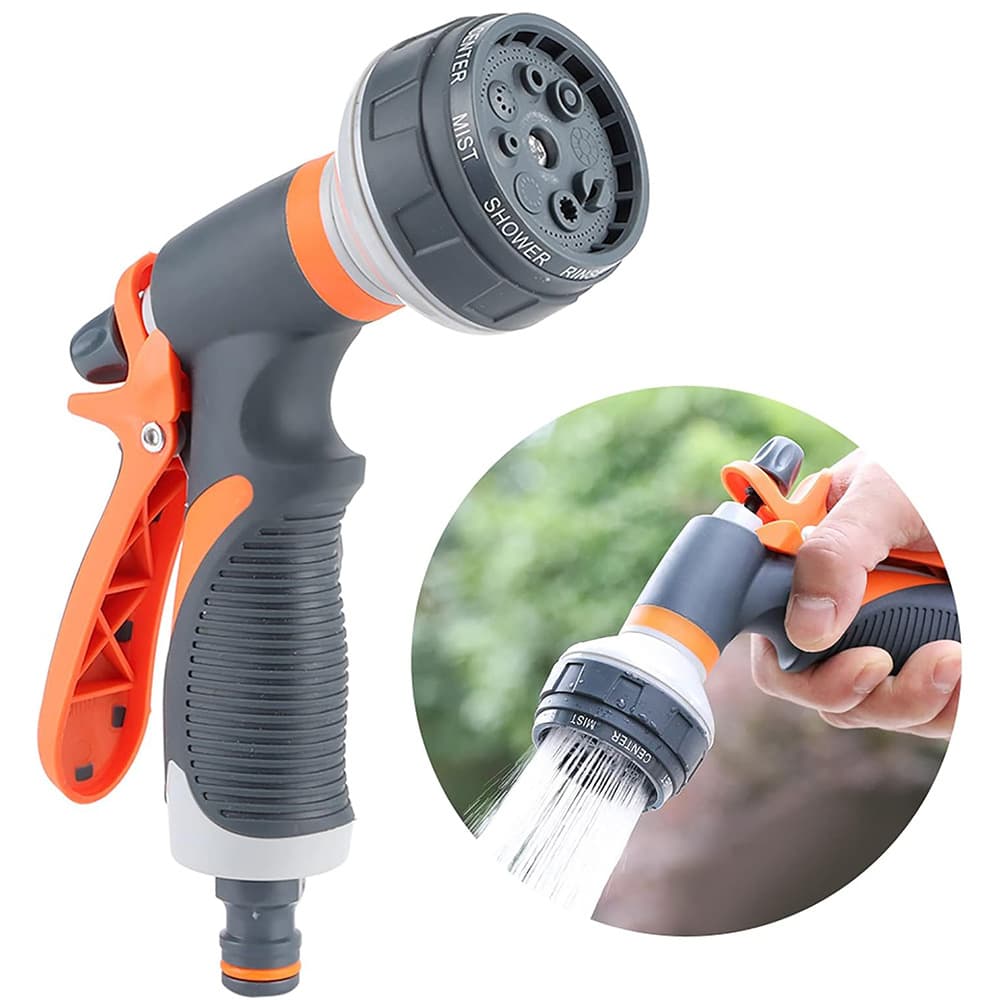 Gardening Watering Nozzle 8 Spray Patterns High Pressure Car Wash Gun Hose Cleaning Spray Gun