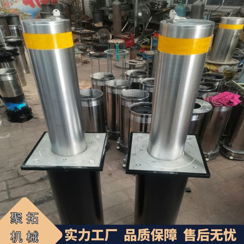 Jutuo fully automatic hydraulic rising bollards, remote-controlled vehicle barrier posts, intelligent anti-collision posts for schools.