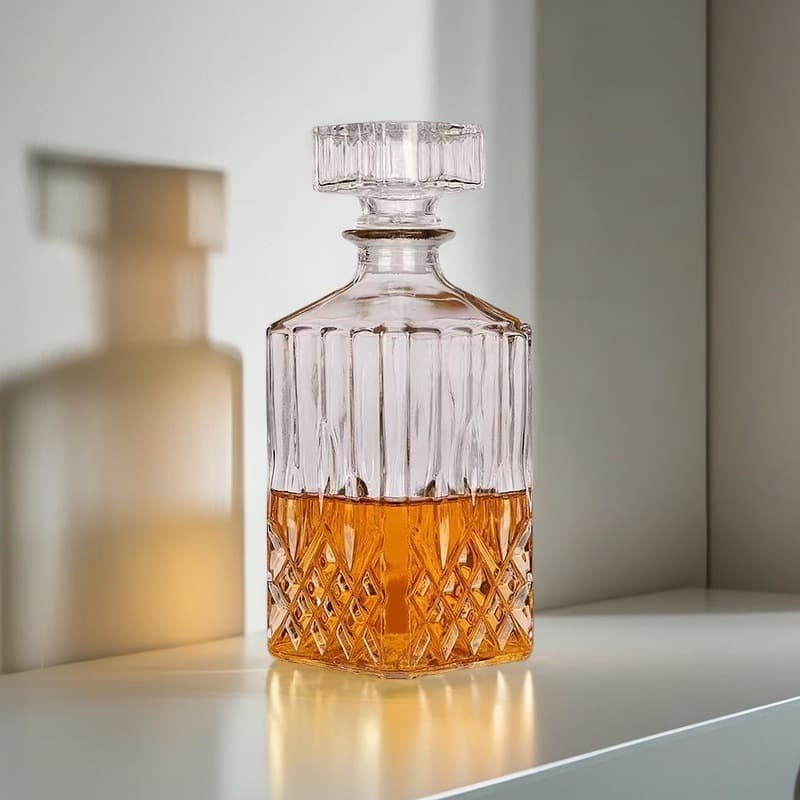Square diamond bottom glass soda lime wine bottle xo whiskey red wine storage bottle European crystal diamond wine bottle empty bottle