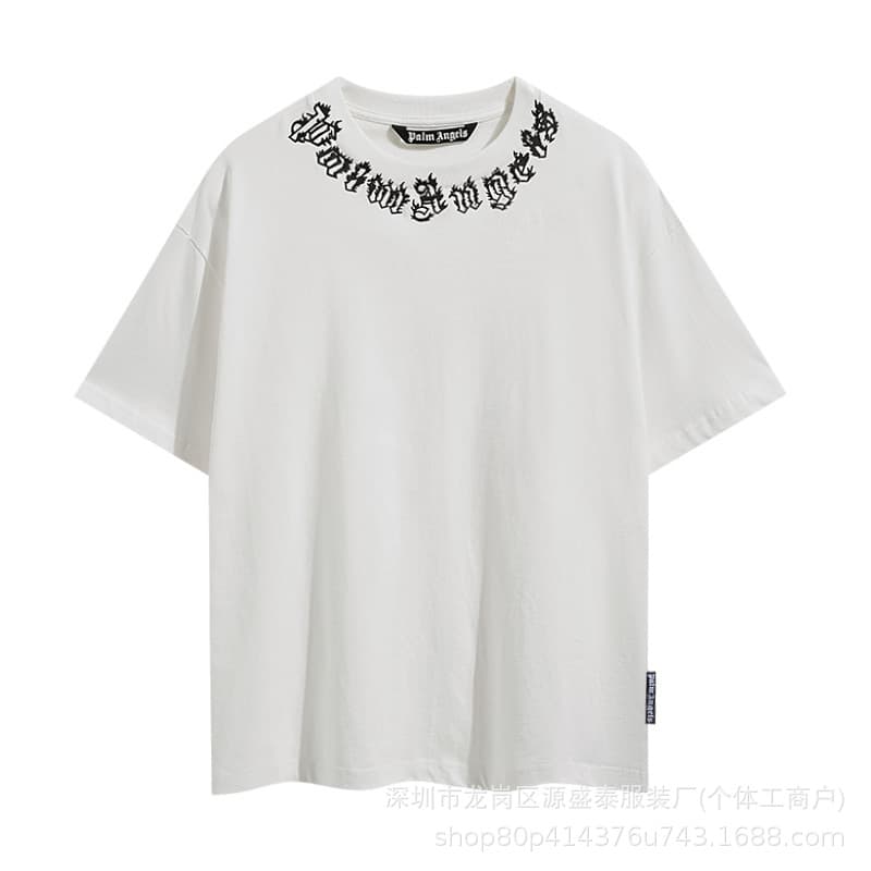 Palm Angels Bear Print T-Shirt, Pure Cotton Short Sleeve, Loose Fit for Men and Women, Trendy Couple Style