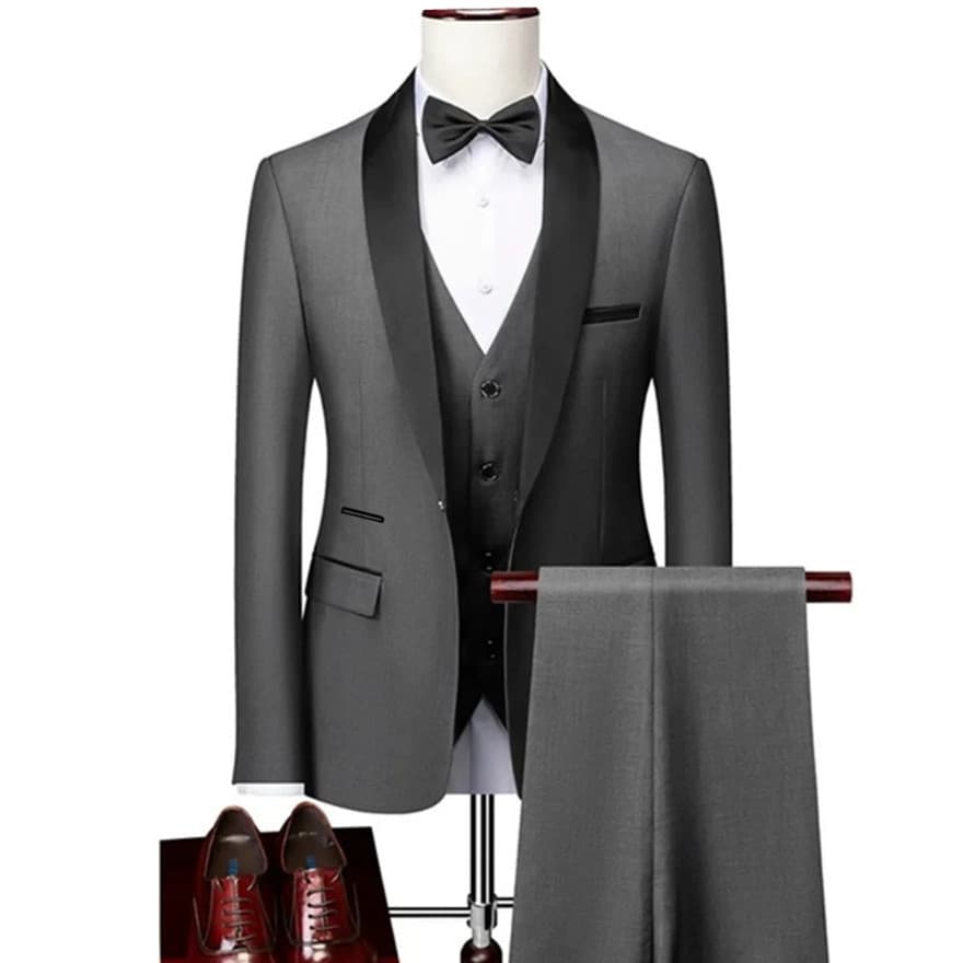 Men's Business Casual Suit Set for Foreign Trade, Wedding Groom's Formal Wear, Slim-Fit Professional Three-Piece Suit