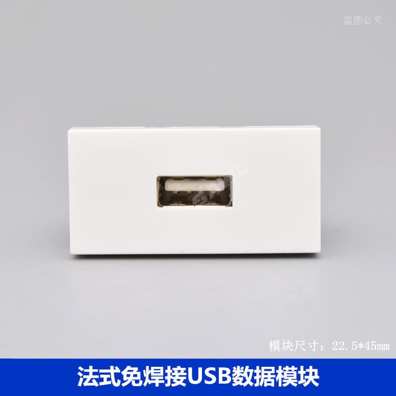 European and American French Style 45-Type Solderless USB Module USB Twist-Wire Data Transmission Socket Extension Adapter Panel Functional Component