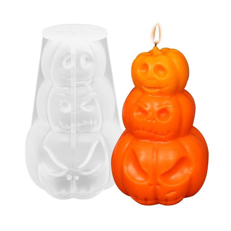 3D Pumpkin Candle Mold Halloween Resin Casting Silicone DIY Scented Candle Soap Wax Plaster Clay