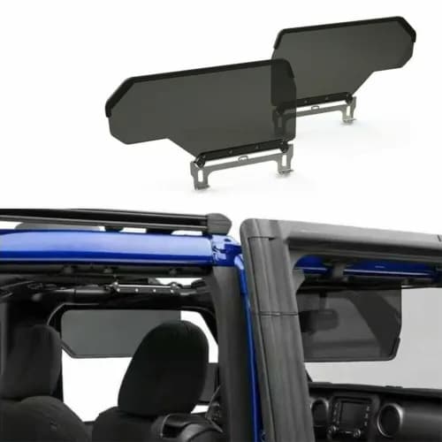 Side Sun Visor Kit Pair Smoked for 2018-2021 Jeep Wrangler JL