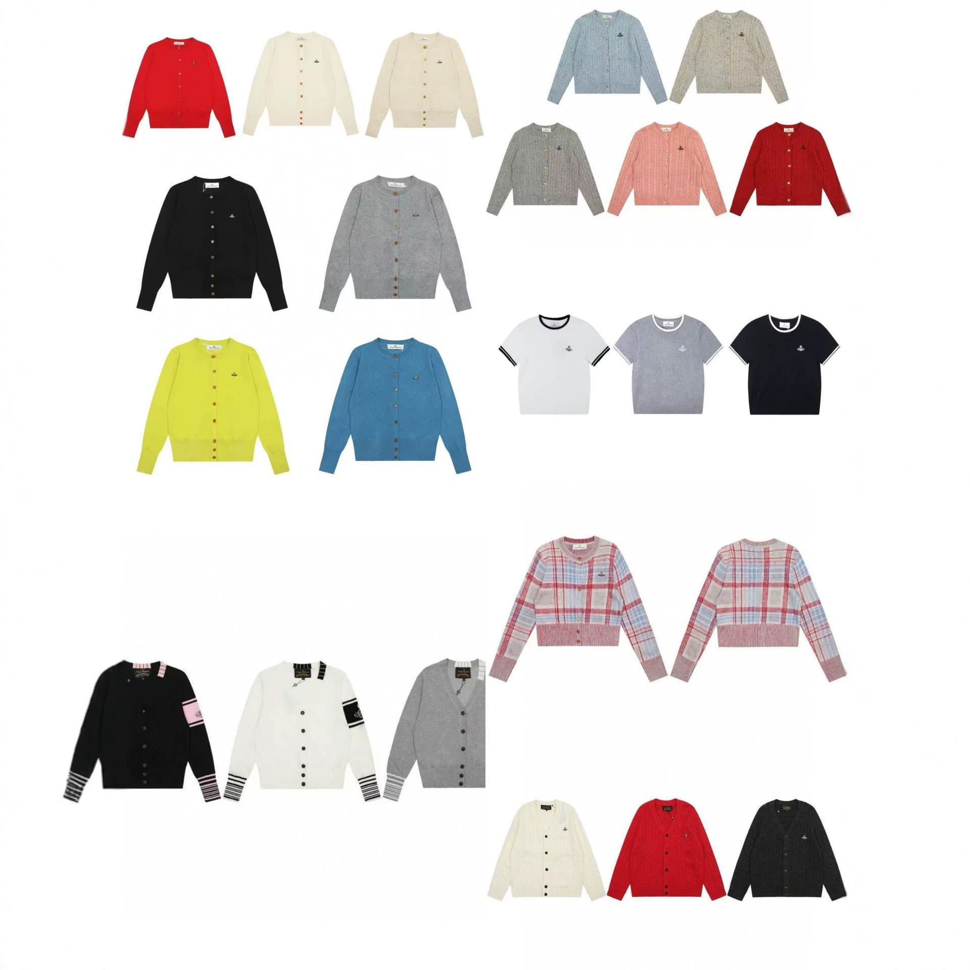 26ss Weiwei niche vv planet queen mother cardigan sweater for men and women couples same style round neck V-neck sweater
