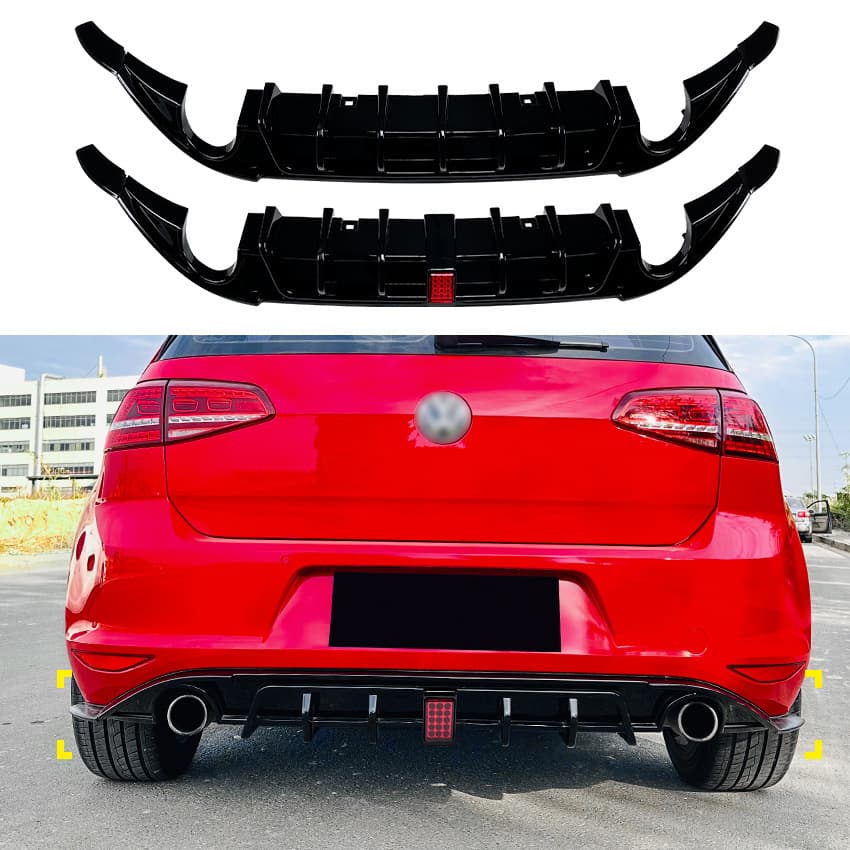 For Volkswagen Golf 7 MK7 Standard and GTI with LED Rear Lip Diffuser Blade Spoiler Modification
