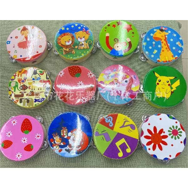 Factory Direct Orff Percussion Early Education Music Dance Prop Hand Drum 4" 6" Cartoon Tambourine