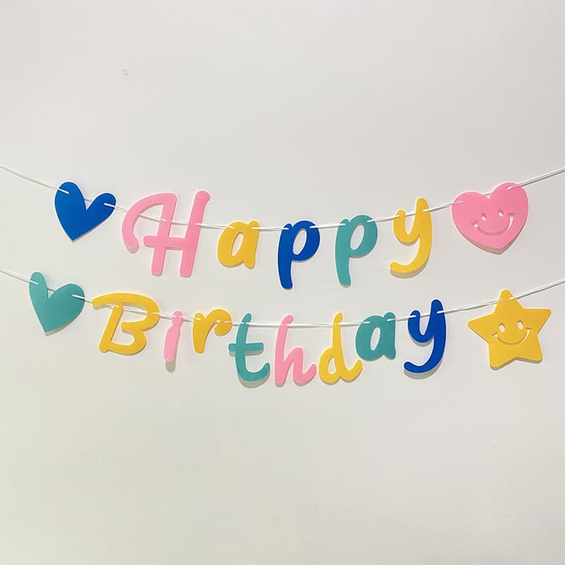 Colorful Felt Birthday Letter Banner for Baby's First Birthday Party Decoration, Background Wall Hanging Flag