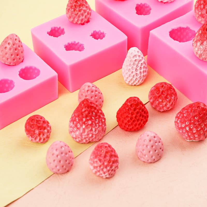 Four-link Strawberry Silicone Mold Chocolate Creative Resin Glue Mousse Ice Cream Handmade Soap Scented Candle Mold