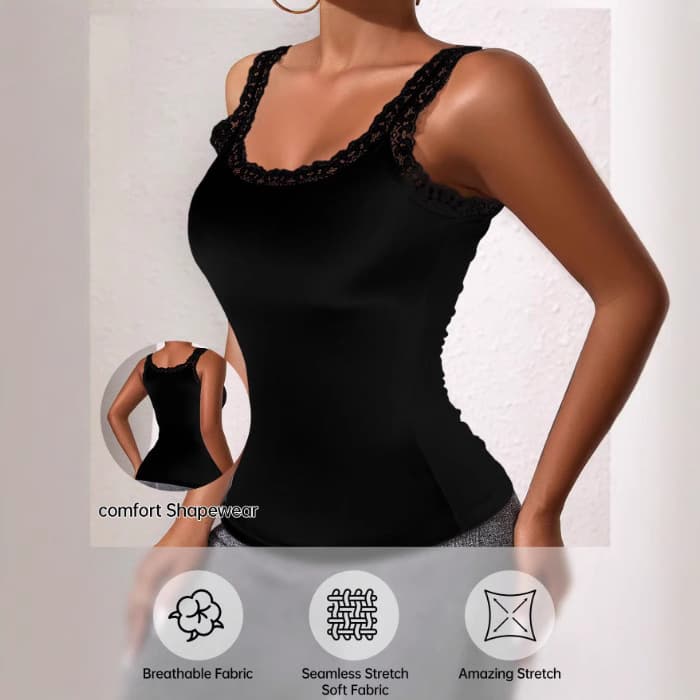 Factory Direct Stock Sweet Lace Trim Camisole Women's Backless Inner Layer Versatile Outerwear Basic Tank Top with Floral Pattern