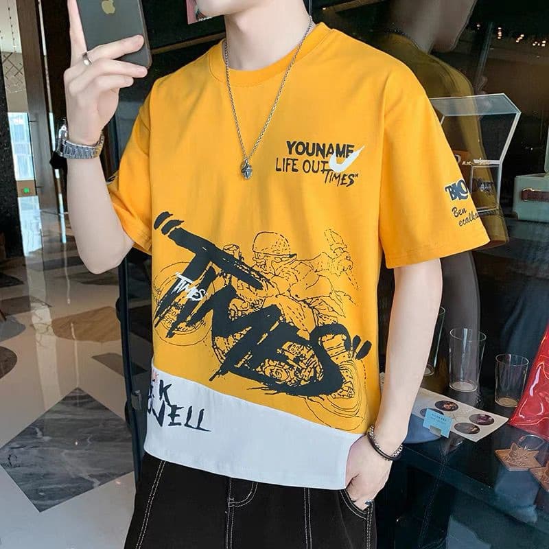 2024 Summer T-Season New Korean Style Casual Short Sleeve T-Shirt Large Size Half Sleeve Youth T-shirt Men's Tops Bottoming Shirt