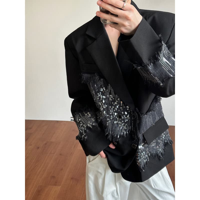 2026 Spring/Summer Men's Light Luxury Sequin Suit Korean Stage Suit Single Breasted Blazer Designer Suit Performance