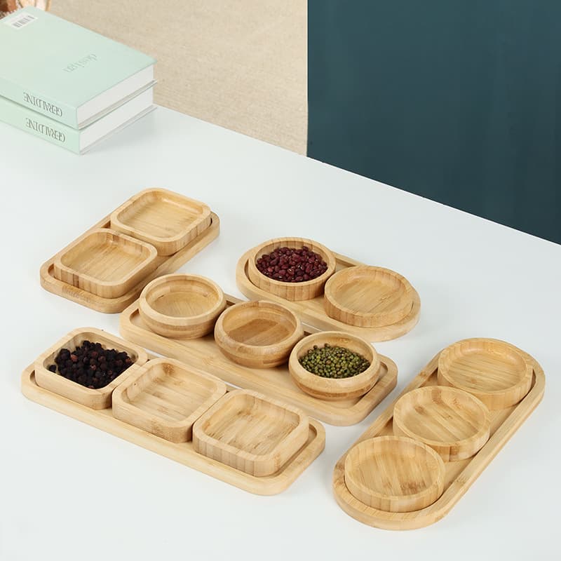Bamboo Jam Bowl Ghee Bowl Cream Bowl Storage Tray Pastry Dessert Plate Japanese Style Tray Minimalist with Bowl Holder