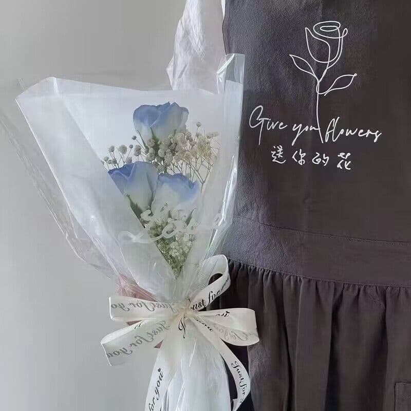 Finished Ice Blue Rose Bouquet, Black Knight Valentine's Day Gift for Boyfriend, Simulated Soap Flower Preserved Dried Bouquet