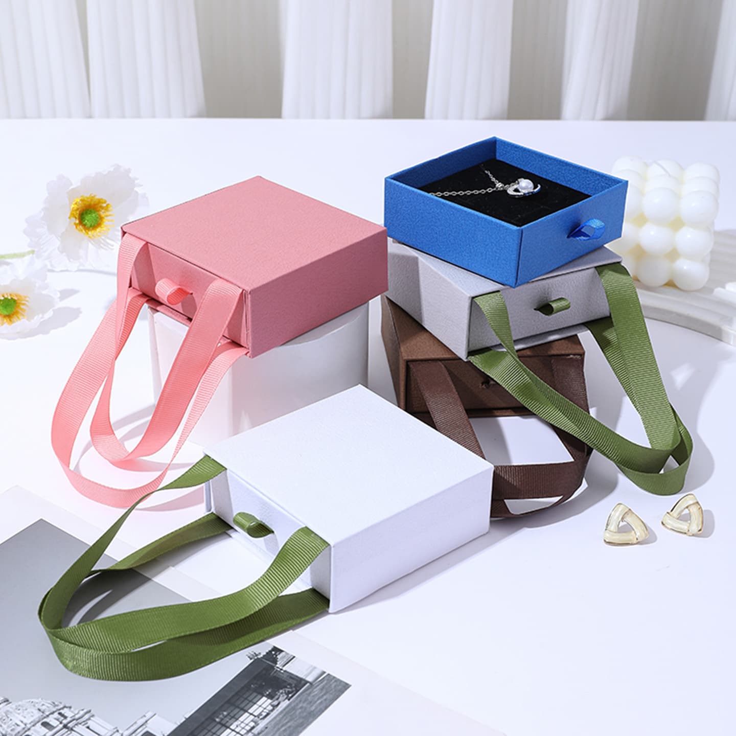 In Stock Luxury Jewelry Box with Drawer, Necklace Ring Bracelet Packaging Box, Premium Gift Box with Pull-Out Drawer