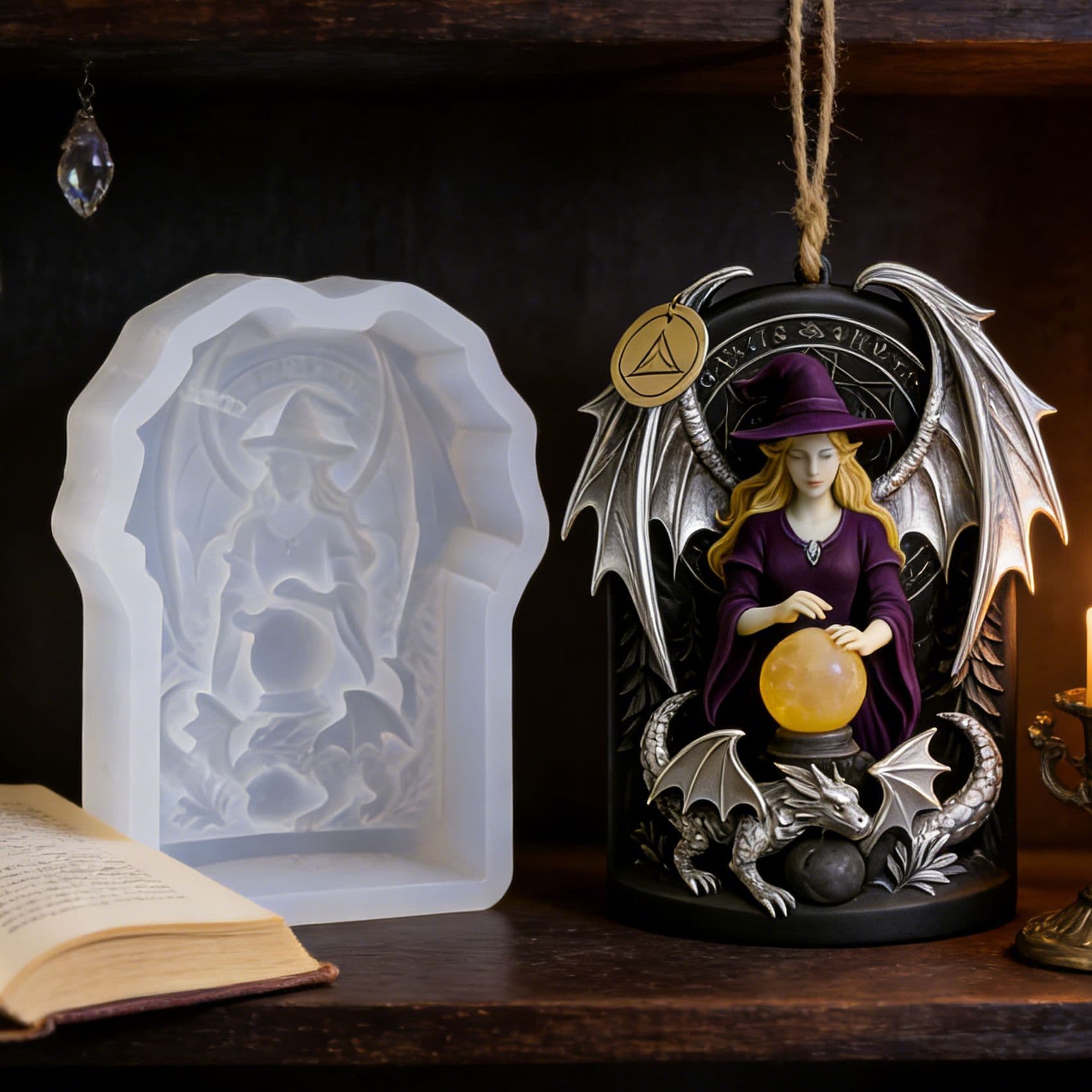 Sanxin Embossed Dragon Witch Silicone Mold DIY Aromatherapy Candle Resin Plaster Ornament Handmade Soap Mold Wholesale