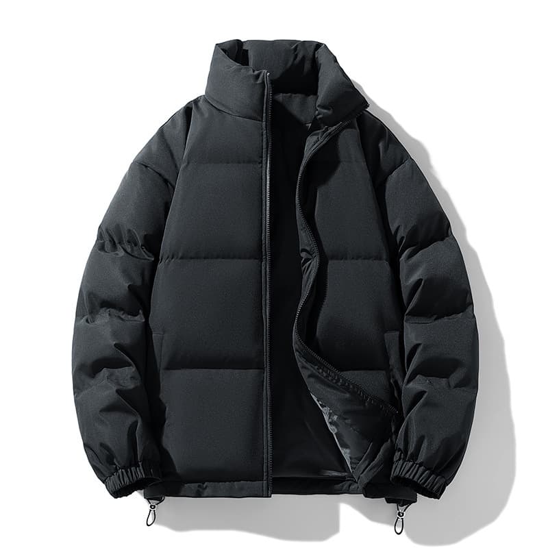 Solid color stand-up collar down cotton jacket, men's and women's style, 2025 new winter style, thickened, warm, trendy, casual, couple's puffer jacket.