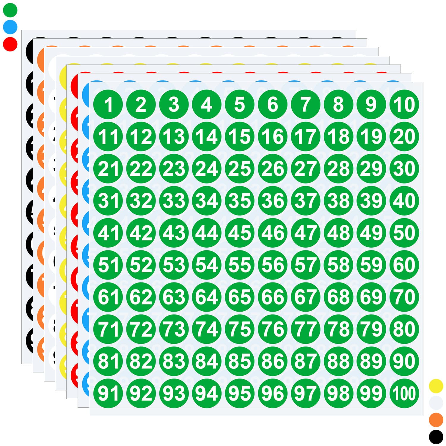 Colorful Round Number Labels Stickers Self-Adhesive Waterproof Label Marking Number Stickers for Pants Clothing Shoes Size Labels