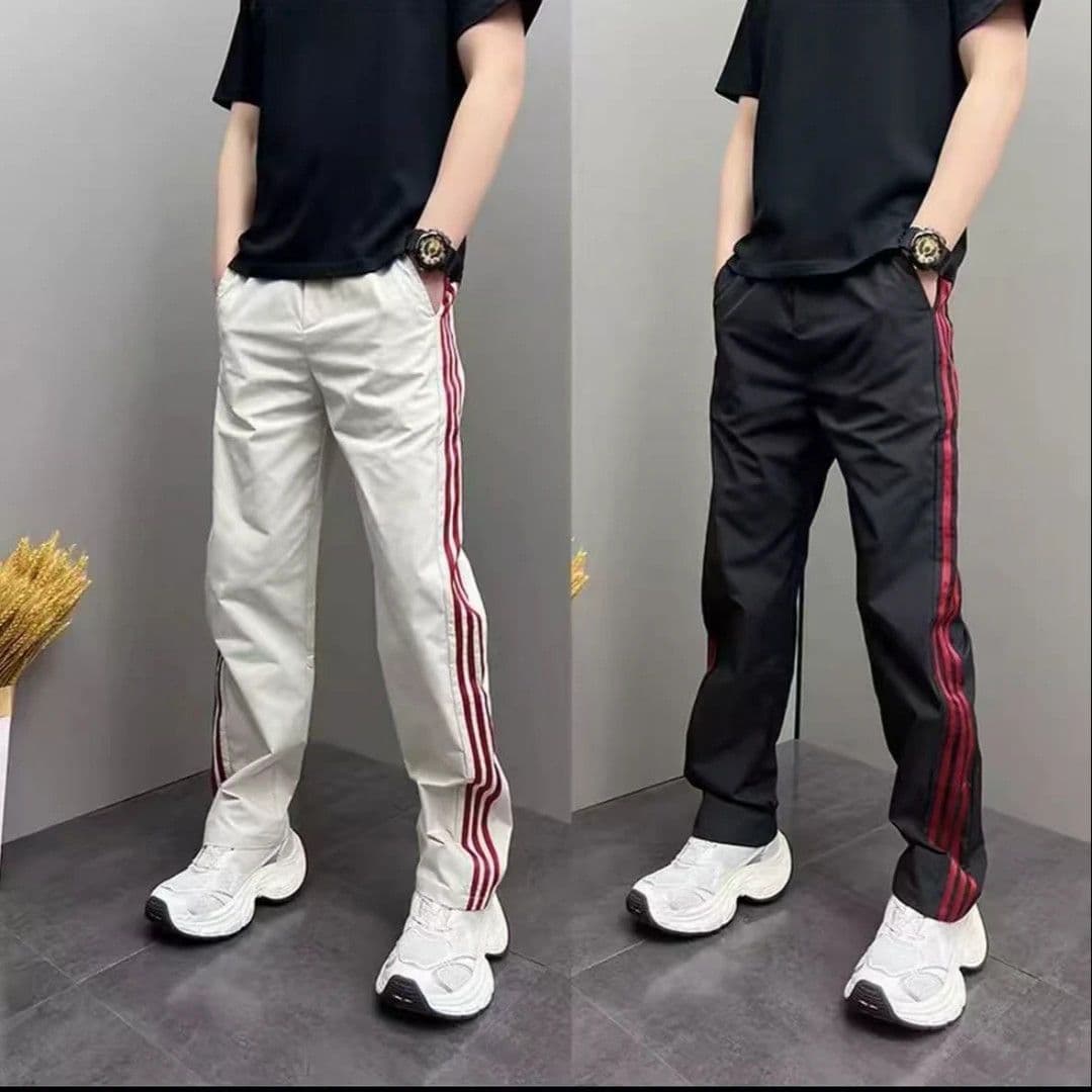 2026 Summer New Fashion Striped Stitching Pants American Trendy Men's Color Block Casual Pants Slimming Versatile