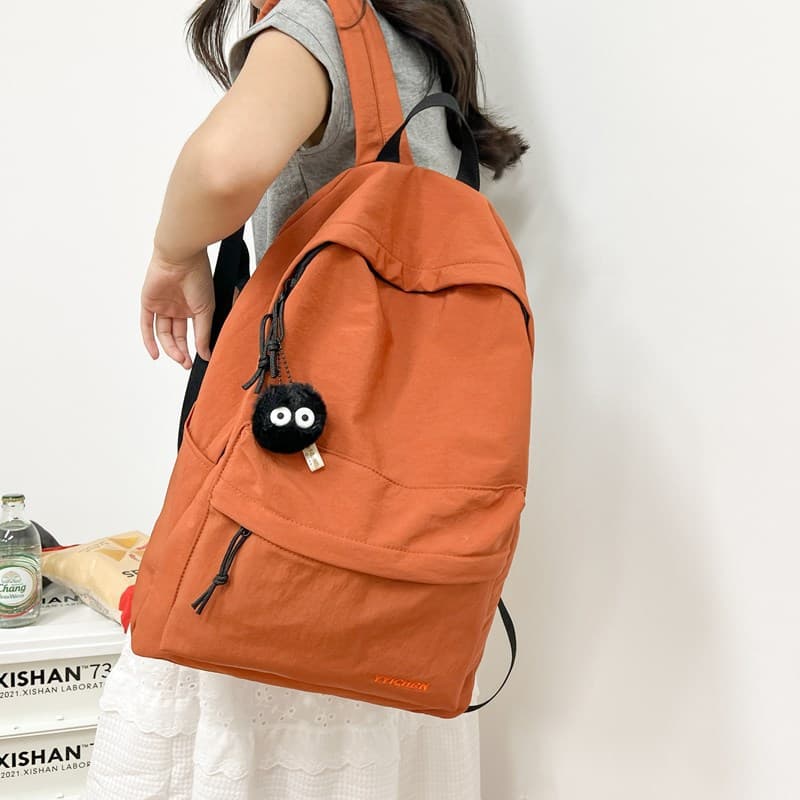 Korean Style Ins Backpack for Girls, Large Capacity Minimalist Solid Color School Bag for Middle School, High School, and College Students, Unisex