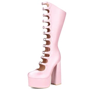 European and American Halloween Foreign Trade High Heel Pink Sweet Girl Buckle Strap Platform Chunky Heel Large Size 47 Women's Sandal Boots SB767-17