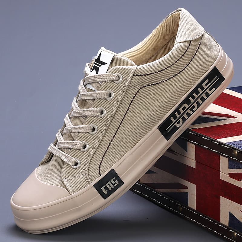 23813 Autumn New Men's Canvas Shoes Flat Casual Lace-up Low-top Sneakers Korean Style