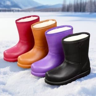 X Slip-on New Fleece Lined Snow Boots Waterproof Snow Warm Kitchen Thick Winter Non-slip Cotton Shoes Rain Boots EVA
