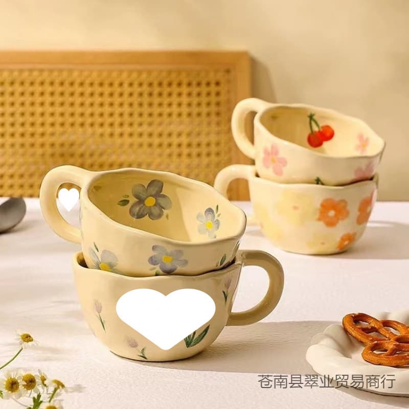 Couple Cups Summer Autumn Trendy Water Cup Women Office Coffee Mug Korean Style New Ceramic 2024