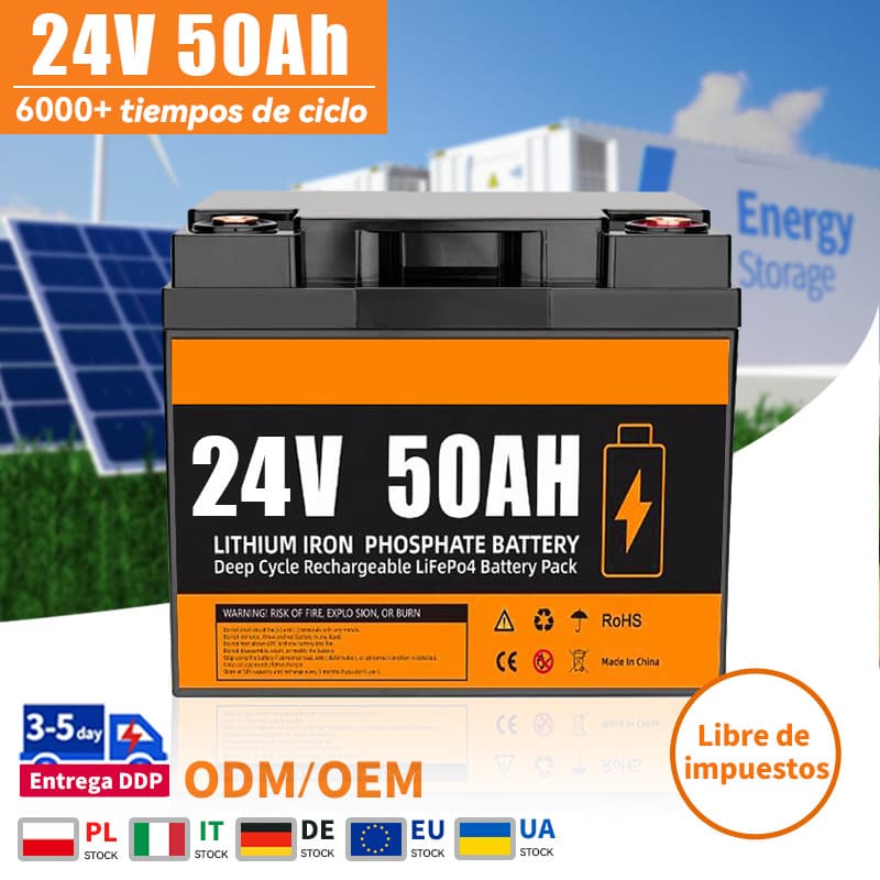 24V 50Ah Batería de iones de litio con BMS 100Ah 200Ah 36V
