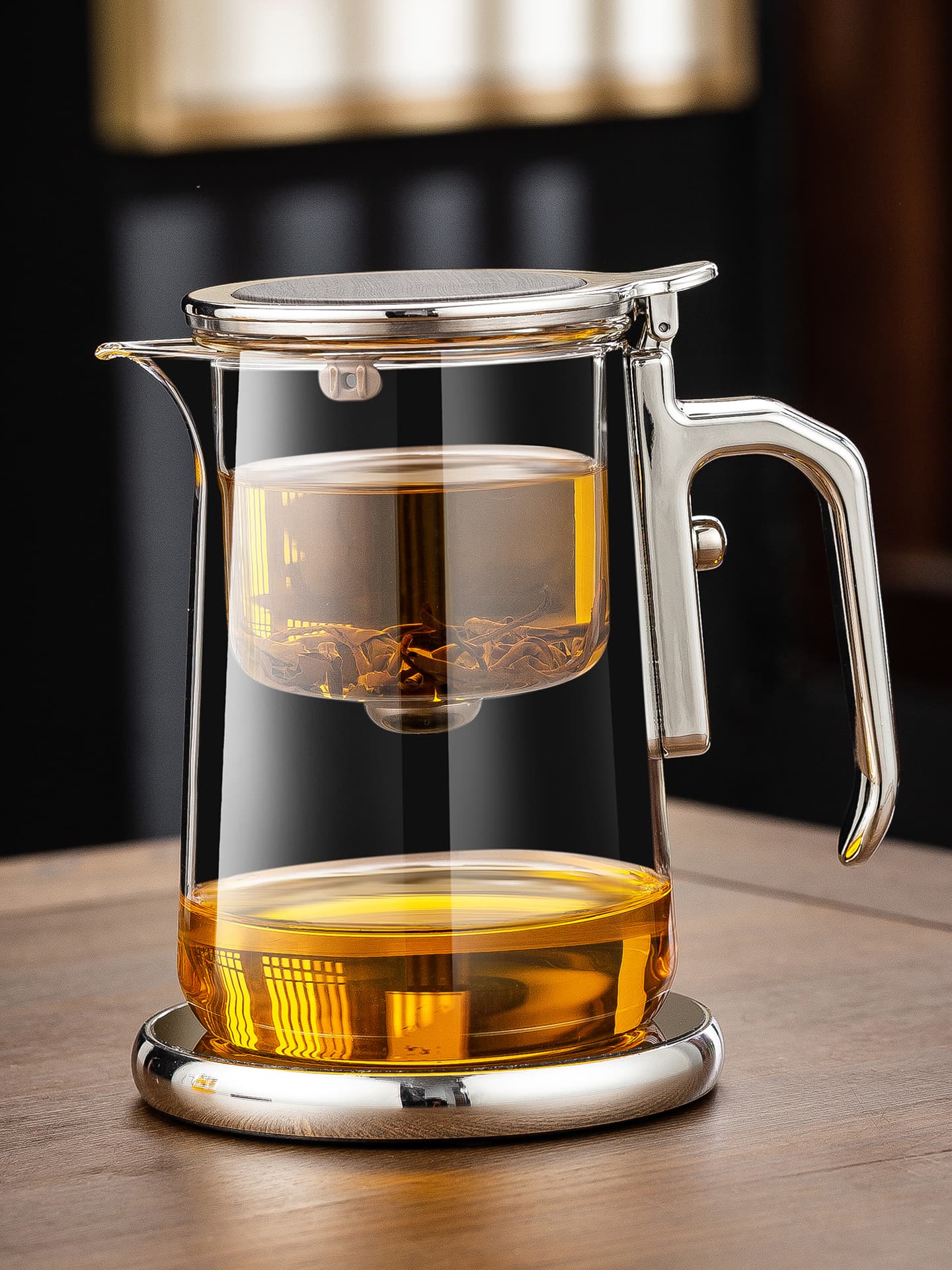 ♔Magnetic infuser cup, heat-resistant glass tea infuser, tea and water separation filter, lazy teapot, all-glass interior