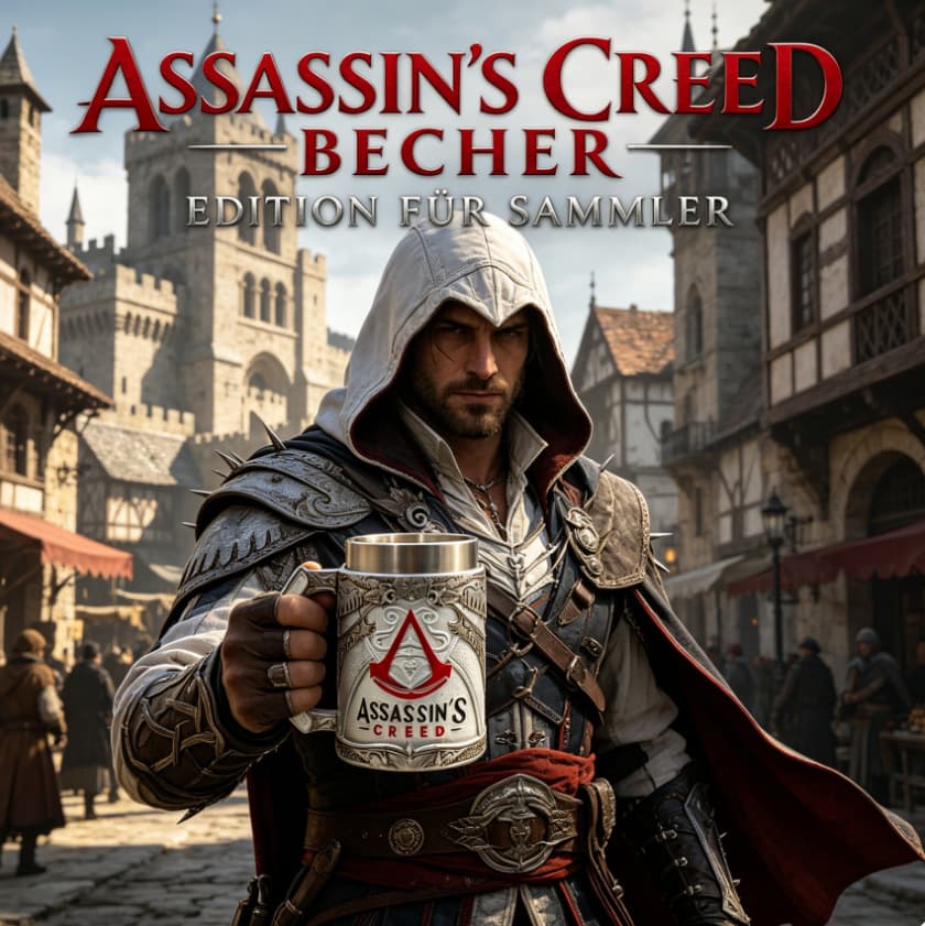 Assassin's Creed Stainless Steel Mug Retro Medieval Style Game Peripheral Collectible Water Cup