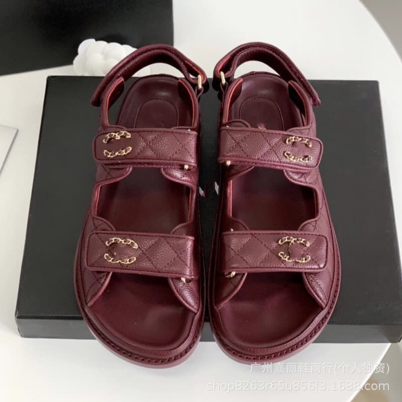 Chanel-style Correct Label Sandals for Women, Velcro Thick Sole Retro Shoes, Versatile Beach Shoes, Plus Size Factory Direct