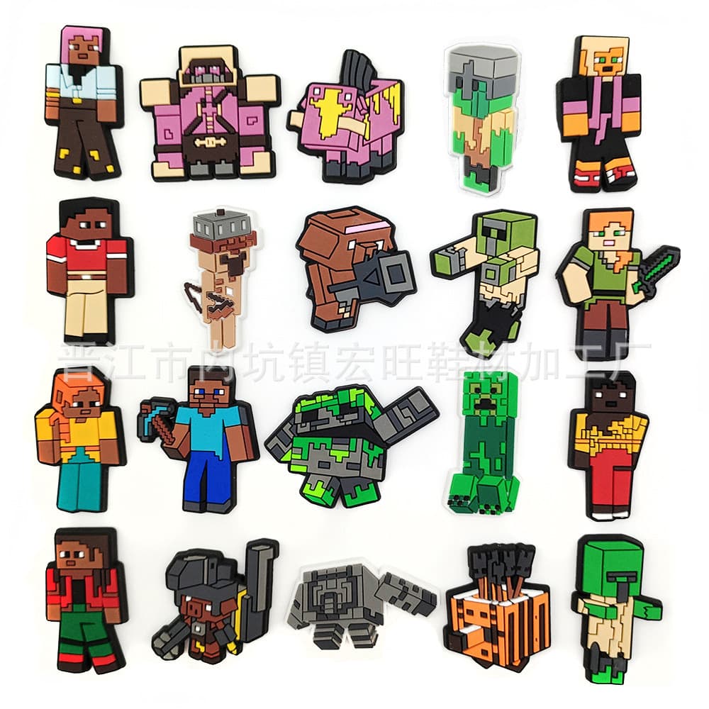 New Minecraft Croc Charms Accessories Cartoon Game Garden Shoe Buckles Personalized Soft Rubber Decorative Parts