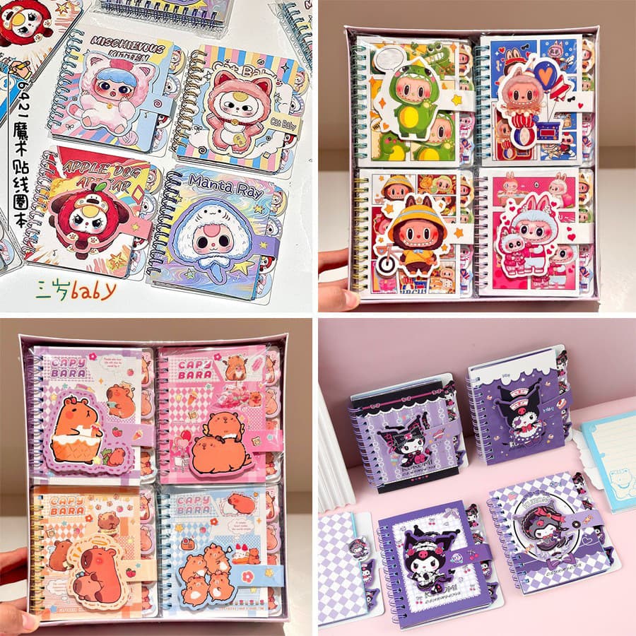 Flip-over Spiral Notebook, High-Quality Cartoon Design, Stitch A7 Notebook, Student Stationery, Cross-Border Wholesale