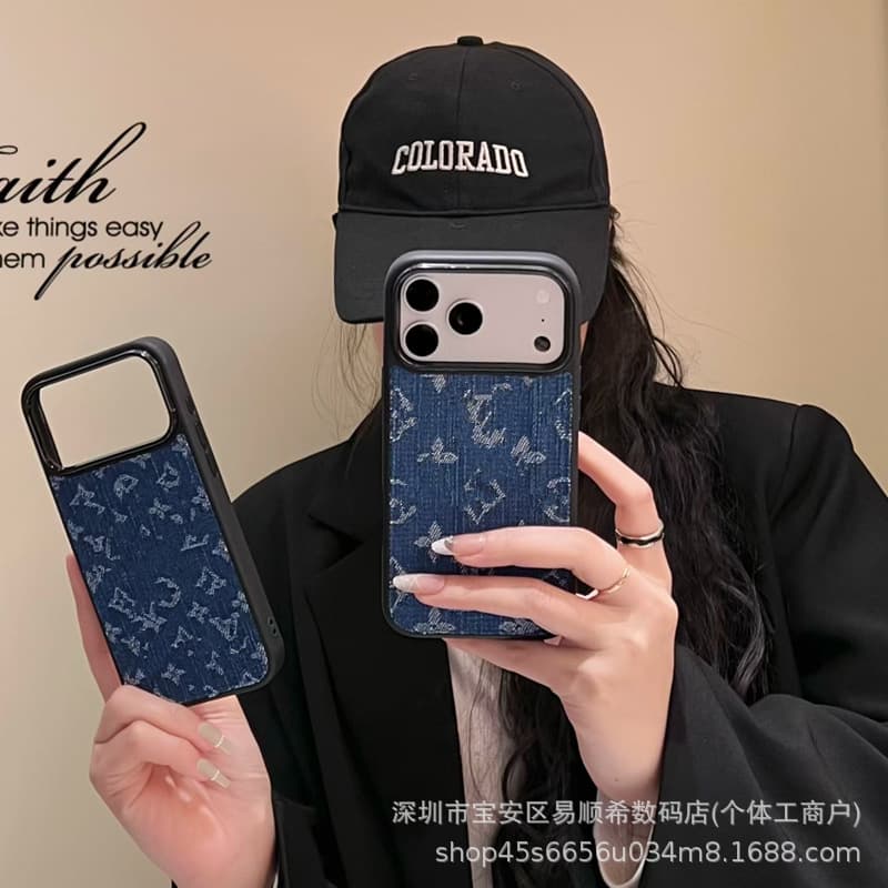 Brand Vintage Denim Magnetic iPhone 17 Pro Max Case, Apple 16/15 Full Coverage Shockproof Protective Case