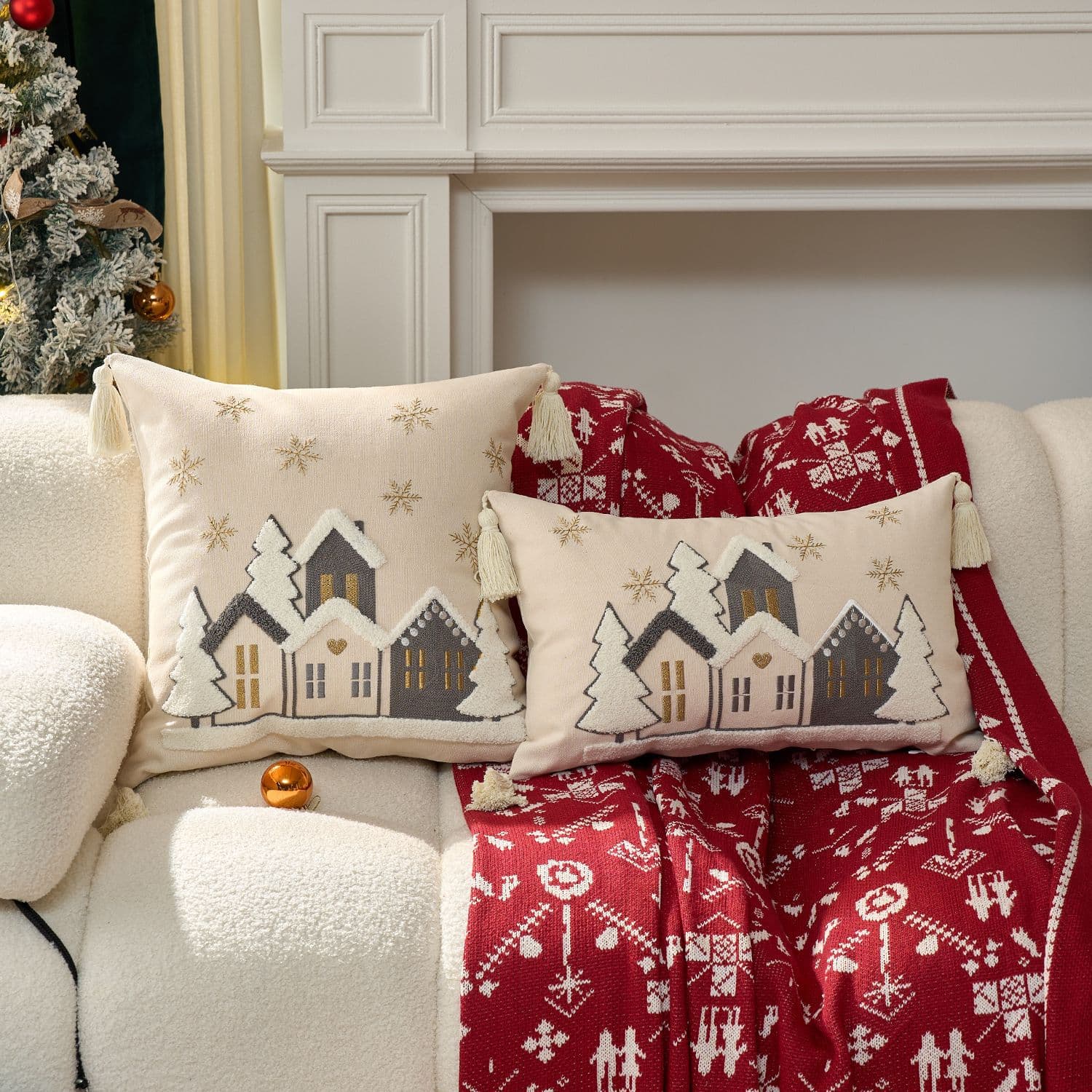 European and American cross-border Amazon Christmas pillowcases, temu dropshipping Christmas embroidered snowflake cushion covers