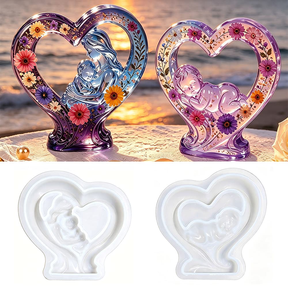 Cross-border love mother-child baby silicone mold Aromatherapy plaster ornaments Mother's Day parent-child diy glue mold