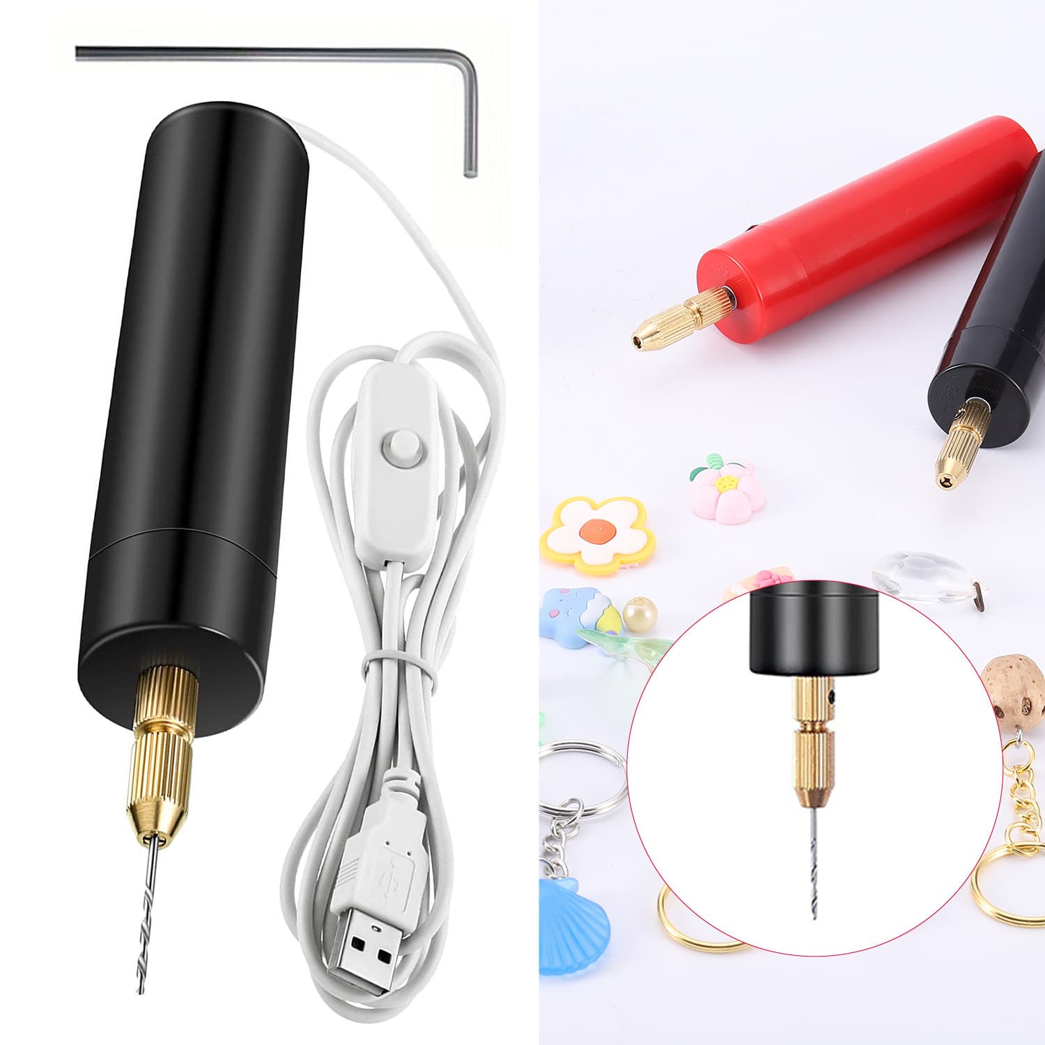 Cross-border Neutral Packaging DIY Mini Electric Drill USB Electric Drilling Machine Acrylic Wood Drilling with Chuck